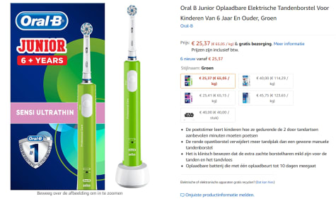 Populair geschenk Glad Oral-B Junior Sensi Ultrathin Groen Elektrische Tandenborstel groen of  blauw voor €25,37