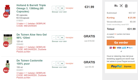 3 halen = 1 betalen bij Holland & Barrett Aanbiedingen