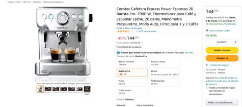 Cecotec Cafetera Express Power Espresso 20 Barista Pro. Thermoblock Para  Café Y Espumar Leche, 20 Bares, Manómetro Pressurepro. - Coffee Makers -  AliExpress