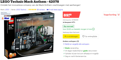 Saga Feest Zenuwinzinking LEGO Technic Mack Anthem (42078) voor €89,99 bij Bol.com