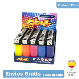 Caja de Encendedores Mecheros Piedra Pack 50 Colores Transparente Mechero  Desechables con Caja Expositora