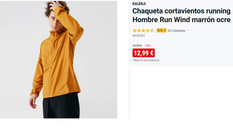 Chaqueta cortavientos hombre running - Kalenji