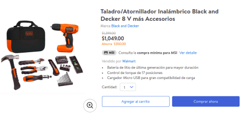 Juego Taladro/Atornillador Inalámbrico Black and Decker por $1,049 en  Walmart