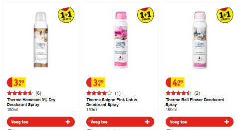 1+1 Gratis op alle Alie Therme producten Aanbiedingen
