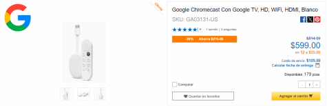 El Chromecast con Google TV (HD) tiene descuento en