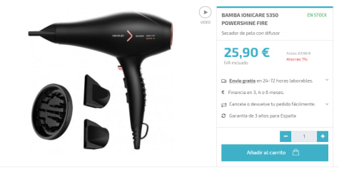 Secador De Pelo Bamba Ionicare 5350 Powershine Ice Cecotec con Ofertas en  Carrefour