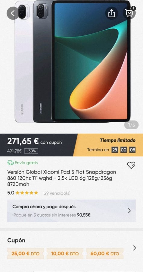 Xiaomi-teléfono inteligente Pad 5, versión Global, Snapdragon 860