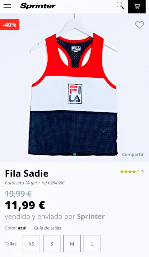 FILA Sadie. Camiseta de tirantes por 11,99€.