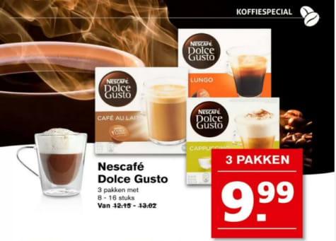 Dolce Gusto 3 dozen voor €9,99 bij Hoogvliet Aanbiedingen
