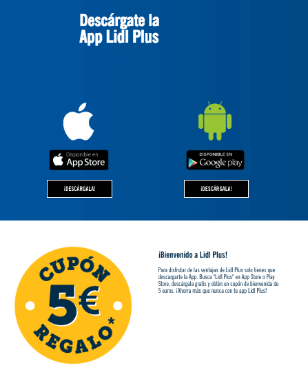 5€ instalar la App Lidl en teléfono