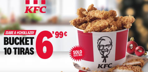Bucket 10 tiras de pollo en KFC por 6,99€