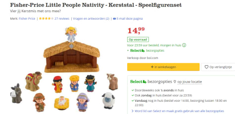 Geit discretie gastvrouw Fisher-Price Little People Nativity - Kerststal - Speelfigurenset voor  €14,99