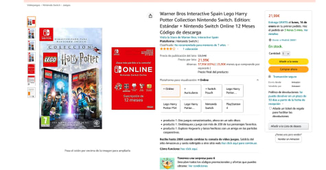 Warner Bros Interactive Spain Lego Harry Potter Collection Nintendo Switch.  Edition: Estándar + Nintendo Switch Online 12 Meses Código de descarga