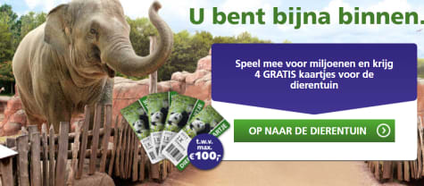 Ontvang bij meespelen Bankgiro Loterij 4 kaartjes voor een dierentuin gratis Aanbiedingen