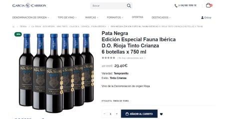Comprar Vino Pata Negra Fauna Iberica Tempranillo