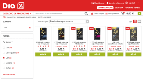 Oferta Cápsulas De Café Sabor Intenso Supremo Dia en Supermercados DIA