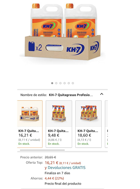 ▷ Chollo Pack x3 KH-7 Quitagrasas de 650 ml por sólo 9,21€ (-22%) ¡Top  ventas!