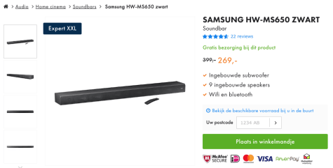 Samsung HW-MS650 zwart voor €269 Aanbiedingen