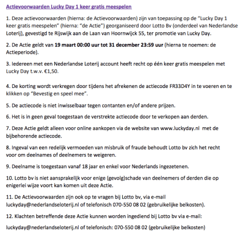 Speel gratis mee met Lucky Day door een kortingscode (t.w.v €1,50) Aanbiedingen