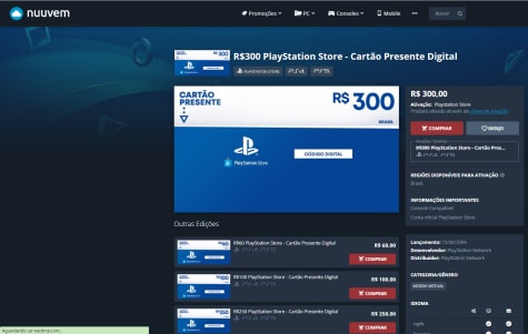 Nuuvem oferece desconto em gift card de PlayStation