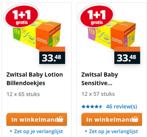 1+1 Gratis op Zwitsal billendoekjes - 24 pakken voor €33,48 Aanbiedingen