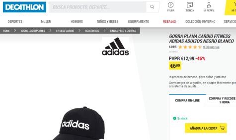 Gorra Adidas precio de 6,99€