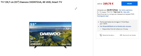 TV 139,7 cm (55) Daewoo 55DM72UA, 4K UHD, Smart TV