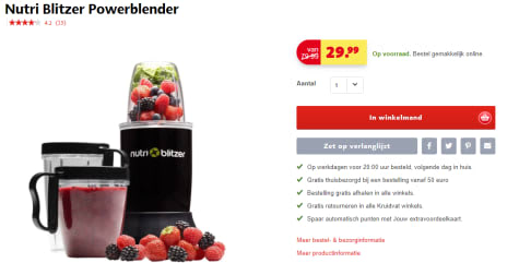 dichtbij Recyclen het ergste Nutri Blitzer blender voor €29,99