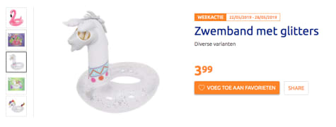 het beleid Nationaal volkslied Onnodig Zwembanden Flamingo, Lama of Unicorn met glitters circa 1meter voor €3,99