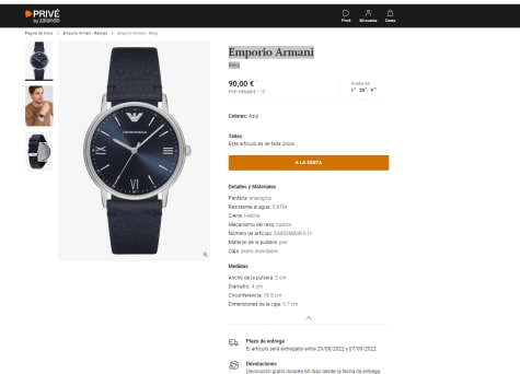 Reloj para hombre Emporio Armani por 90€