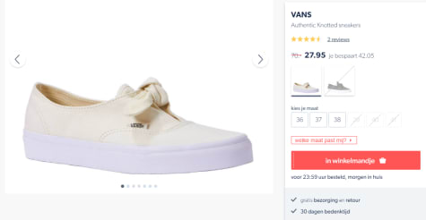 Vans Authentic Knotted sneakers voor €27,95 Vans Authentic Knotted sneakers voor €27,95