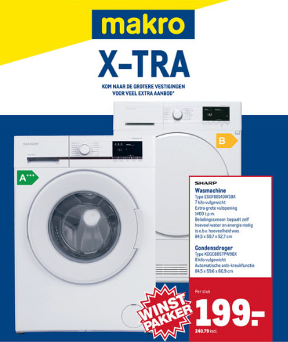 Sharp ESGFB7143W3BX Wasmachine - wit voor €240,79