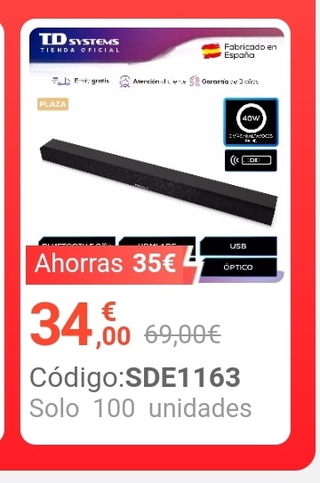 Barra de Sonido TD Systems