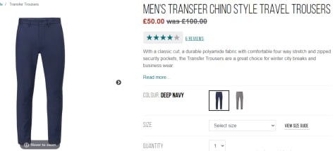 Transfer Chino Style Travel Trousers 