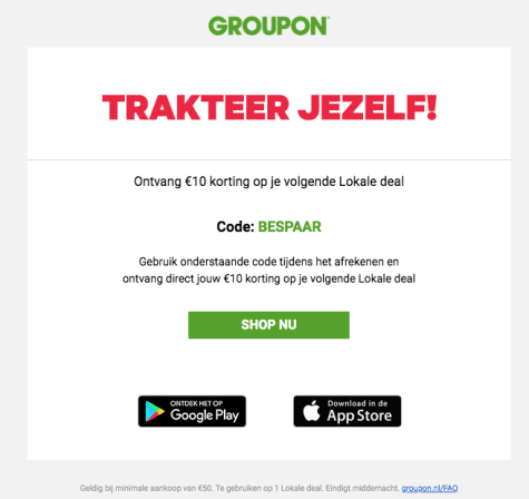 10 euro korting op een lokale deal bij Groupon Aanbiedingen