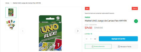 Juego Cartas UNO Flex de Mattel