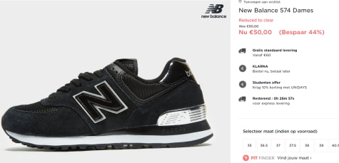 New Balance 574 Dames voor €50 bij JD Sports