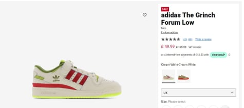 adidas The Grinch Forum Low Trainers: £49.99