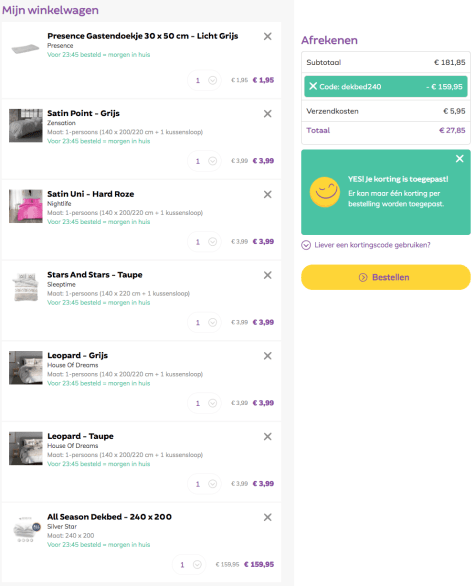 (Prijsfout?) 5 dekbedden + dekbed twv €159,95 voor €27,85 Aanbiedingen (Prijsfout?) 5 dekbedden + dekbed twv €159,95 voor €27,85 Aanbiedingen