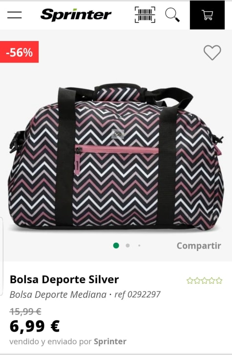Silver Bolsa de Deporte Mediana por 6,99€.
