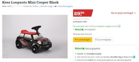 Niet ingewikkeld grip Sluimeren Kees Loopauto Mini Cooper Black voor €29,95