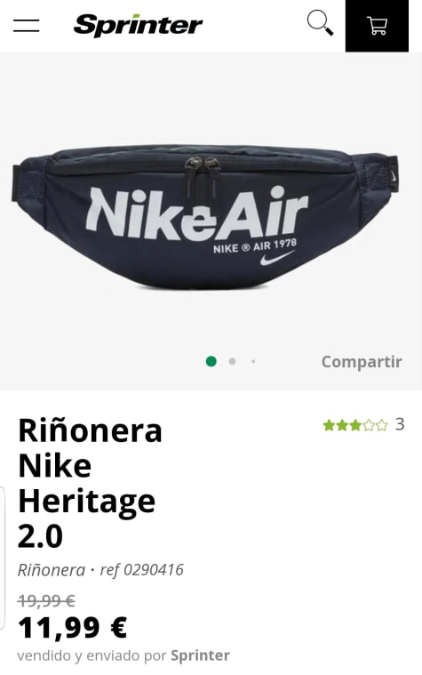 Riñonera NIKE 2.0 por 11,99€.