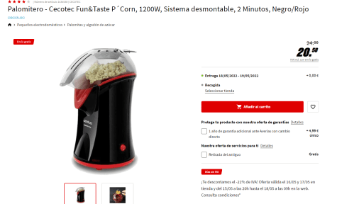 Cecotec Fun&Taste P'Corn Easy desde 27,00 €