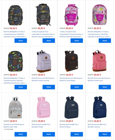 20% descuento en mochilas Carrefour