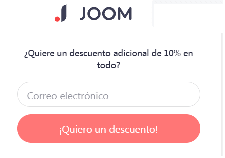 10% suscribirte a Newsletter de JOOM