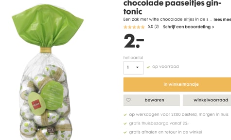 Gin-tonic chocolade paaseitjes voor €2 Aanbiedingen Gin-tonic chocolade paaseitjes voor €2 Aanbiedingen