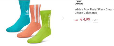 Pack Calcetines Unisex adidas Pool por 4.99€ en Foot Locker