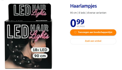 Tanzania Molester Momentum Lichtsnoertje met 18 kleine ledlampjes voor in het haar voor €0,99 bij de  Action