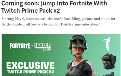 Fortnite Battle Royale Twitch Prime Pack 2 Gratis