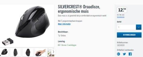 liter Oost Timor Mus SILVERCREST® Draadloze, ergonomische gevormde muis voor €12,99